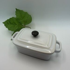 Housewares International White Ceramic Covered Butter 🧈 Dish with Dark Knob